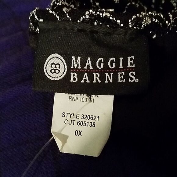 Maggie Barnes 0X Black Silver Blouse Top 3/4 Sleeve Plus Size - Picture 2 of 2